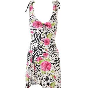 NWT Tiger Mist zebra floral print mini dress